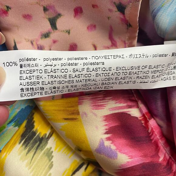 Zara Floral Print Satin Romper Long Sleeve Button Down Wrap Colorful NEW Small - Picture 8 of 9